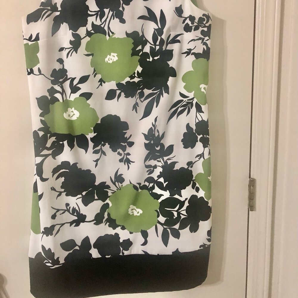 Alyx Floral Green, White, and Black Hem Sleeveless Dress - Picture 2 of 5